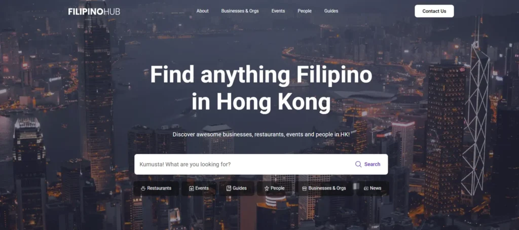 The Filipino Hub Homepage view
